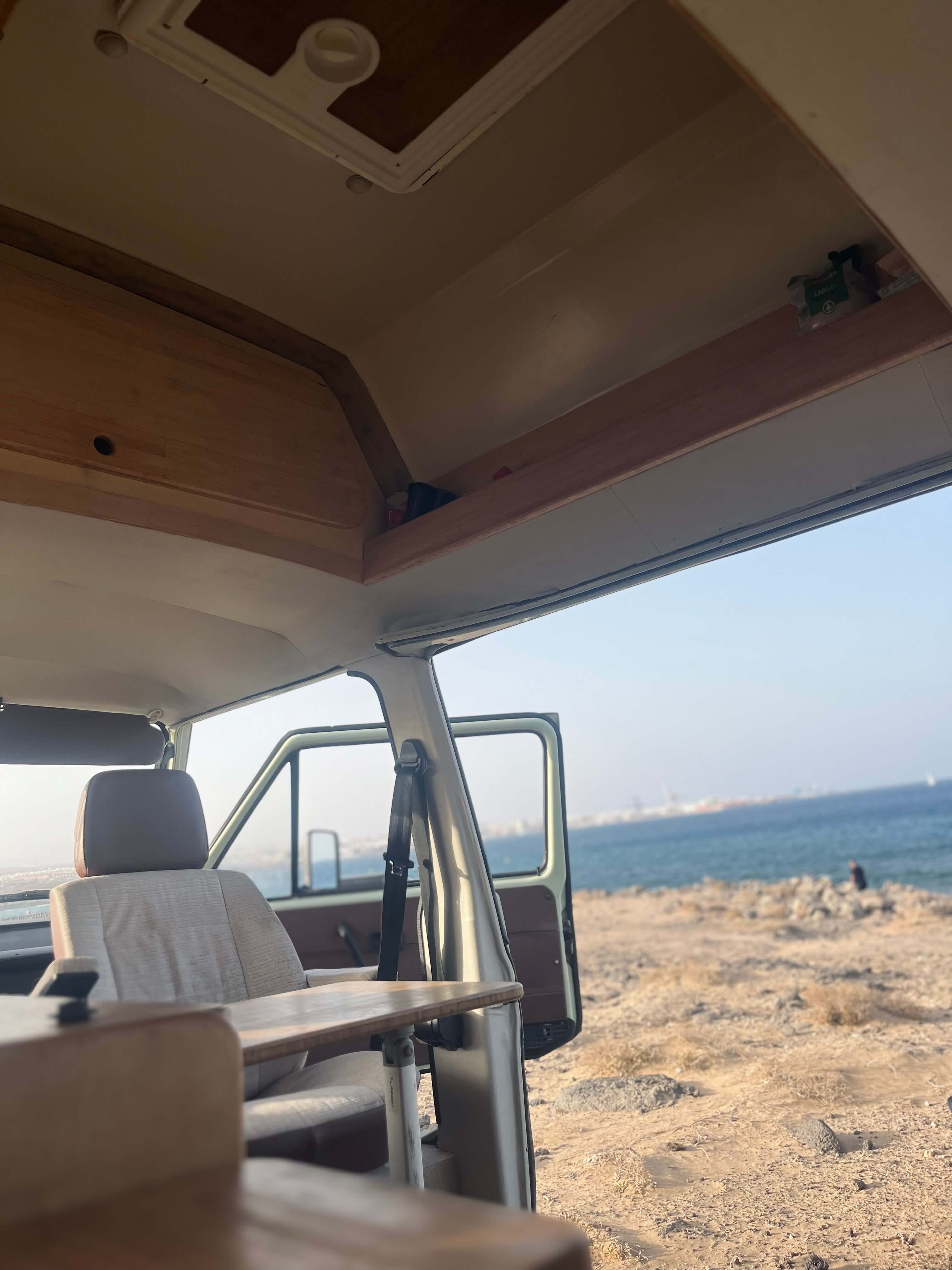 Matcha camper by the beach in Fuerteventura